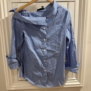 DKNY Blue & White Striped Top - Size Unknown
